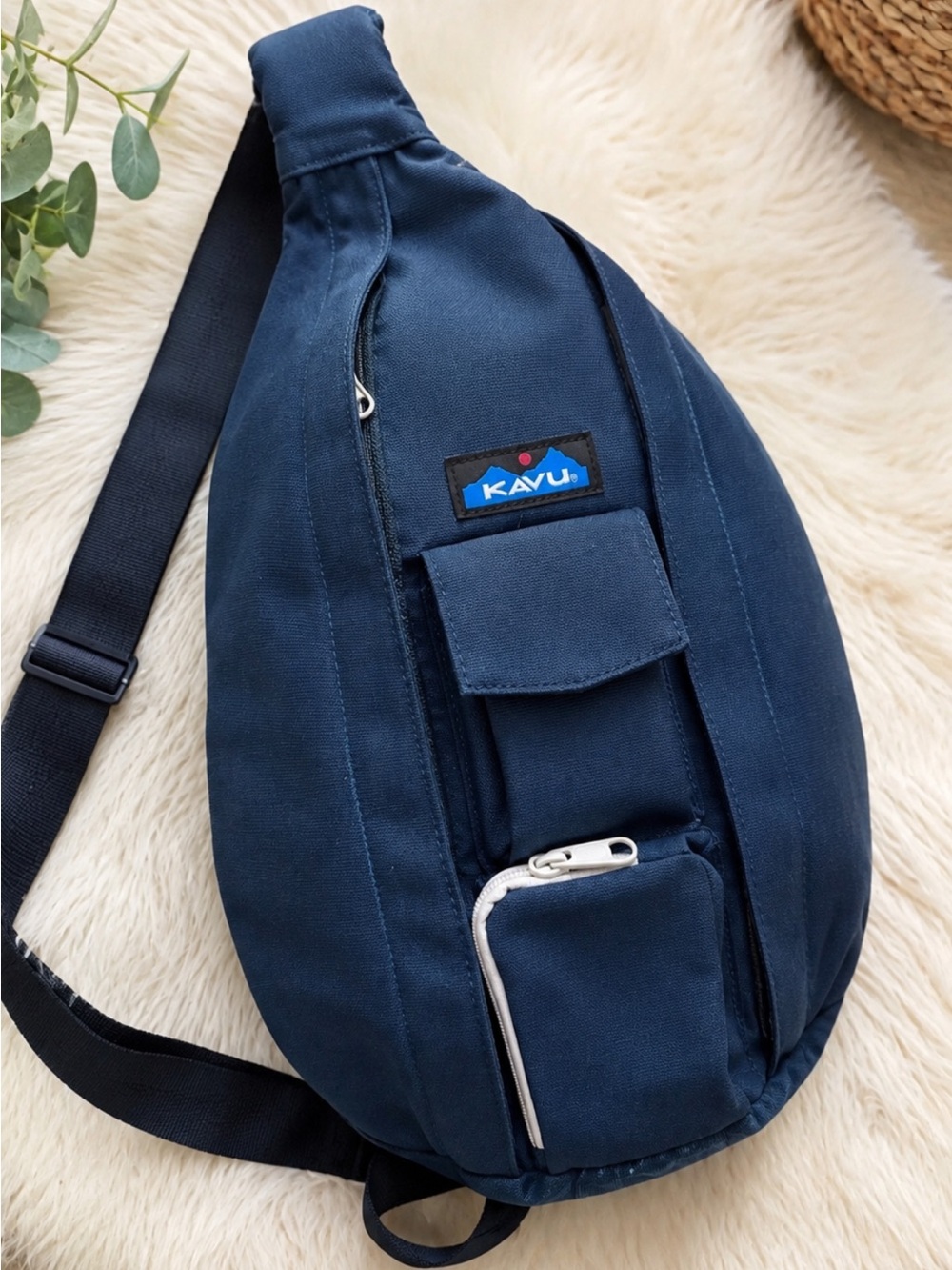Kavu Navy Teal-Accent Sling Bag